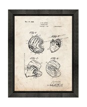 Baseball Mitt Patent Print Old Look with Beveled Wood Frame - £19.88 GBP+