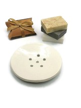 White Clay Soap Bar Holder, Handmade Ceramic Draining Soap Dish, Soap Di... - £35.19 GBP