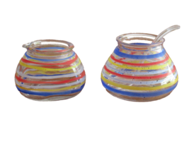 Pfaltzgraff Sedona Glass Sugar &amp; Creamer w/ Spoon NO LIDS Southwestern P... - $213.80 MXN