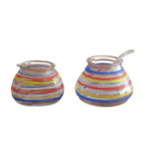 Pfaltzgraff Sedona Glass Sugar &amp; Creamer w/ Spoon NO LIDS Southwestern P... - $213.80 MXN