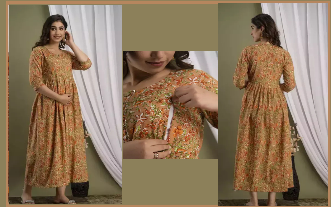 Attractive Pregnant / Maternity Women Kurti Gown Suit Easy baby Feeding ... - $35.09