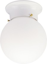  Interior Ceiling Fixture 60 Watts White Finish with Glass Globe - £29.65 GBP