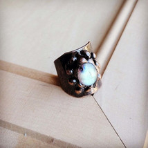 Labradorite Cuff Ring in Antique Copper - $33.50