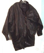 Black Leather Long Jacket Size Medium - £61.67 GBP