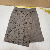 Christopher &amp; Banks Asymmetrical Embroidered Skirt sz 10 Brown Floral - £12.89 GBP