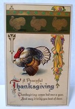 Thanksgiving Greeting Postcard Turkey H Wessler 1910 Embossed Corn Grapes Unused - £5.86 GBP