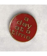 Red Enamel Lapel Pin - 3/4&quot;  A Day At A Time Gold Plated Recovery / Insp... - $146.03 MXN