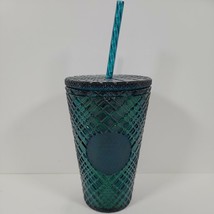 NEW-Starbucks 2021 Holiday Jeweled Studded Cold Tumbler Green Blue 16oz - £18.48 GBP
