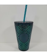 NEW-Starbucks 2021 Holiday Jeweled Studded Cold Tumbler Green Blue 16oz - £18.32 GBP