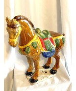 Vintage Signed Large Tang Dynasty Majolica Drip Glaze War Horse 13x12x6 ... - £187.61 GBP