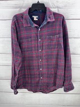 Carbon 2 Cobalt Men&#39;s Size Large Button Up Collared Flannel Shirt Plaid Cotton - £13.45 GBP