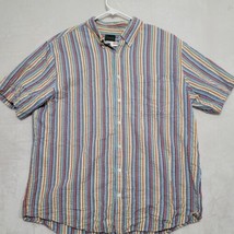 Scandia Woods Seersucker Shirt Sz XL Striped Multicolor Button-Down Short Sleeve - £15.15 GBP