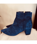L&#39;AGENCE Jeanne Block Heel Suede Velvet Bootie, Size 8 (Euro 38), Blue, NWT - $245.06 CAD