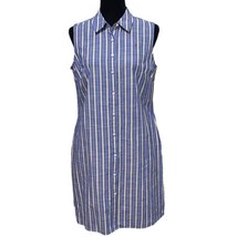 Tommy Hilfiger Sleeveless Blue Yellow White Striped Shirt Dress Pockets ... - £19.07 GBP