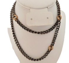 Vintage Betsy Johnson Women&#39;s Necklace Heavy Chain &amp;  Gold Tone Crystal Spacers - £23.31 GBP
