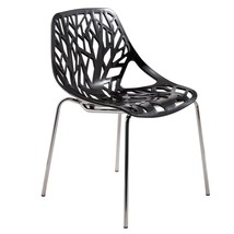 LeisureMod Modern Black Dining Chair with Chrome Legs - $1,207.40 MXN