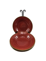Set of 4 Soup Pasta Bowls Red w Brown Pottery Stoneware 9&quot; - $557.12 MXN