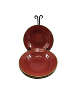 Set of 4 Soup Pasta Bowls Red w Brown Pottery Stoneware 9&quot; - $557.12 MXN