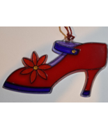 Stained glass looking Ladies red Shoe ornament window  suncatcher 5 inch... - £5.47 GBP