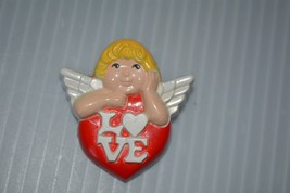 Vtg Avon Pin Valentines Angel Love Heart Lovable Cupid &#39;83 Holiday Brooch Lucite - £7.07 GBP