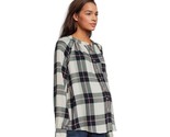 Time and Tru Maternity Misses Small Woven Button Up Top  Blue Plaid Shirt - $14.86