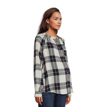 Time and Tru Maternity Misses Small Woven Button Up Top  Blue Plaid Shirt - £11.85 GBP