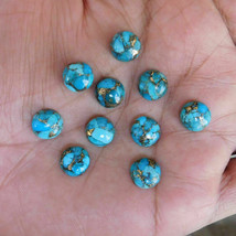 GTL 10x10mm CERTIFIED round blue copper turquoise loose stones lot 30 - £29.61 GBP