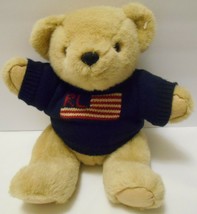 POLO RALPH LAUREN 1996 Teddy Bear Toy Navy Blue Flag Sweater Jointed legs 15&quot; - £27.93 GBP
