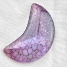 Agate Dragonfly Vein Wing Pendant Stone Cut Polished Drilled Crescent Moon Shape - £7.93 GBP