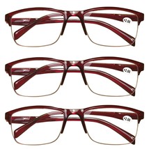 3 Pair Womens Half Frame Square Classic Reading Glasses Red Spring Hinge... - $9.79