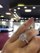  Diamond 2.15 Ct Lab-Created Round Cut Halo Wedding Ring 14K White Gold Finish 7 - £72.07 GBP