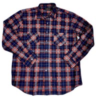 VTG Chandler 80s 90s Mens Flannel Shirt Red Blue Plaid Cotton NWOT Long ... - $64.30