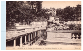 Le Jardin De La Fontaine Les Bains Romains Nimes France Black And White Postcard - £6.92 GBP