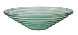 Large Bowl Clear Glass Green Tint Wide Cone Shape with Ridges 13.75 inches - £24.23 GBP