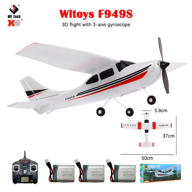 Wltoys F949S RC Airplane 2.4G 3Ch Fixed Wing Drone Plane 3D Flight With 3-Aixs - $102.33+