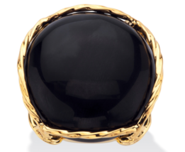 Cabochon Shaped Black Onyx Gp Twisted Channel Set Ring 5 6 7 8 9 10 - £95.79 GBP