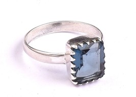 Natural London Blue Topaz 925 Sterling Silver Handmade Engagement Ring Women1506 - £53.72 GBP
