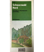 Vintage ADAC Schwarzwald Nord Black Forest Germany German City Map D69 - £7.06 GBP