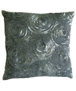 Silver Art Silk 16&quot;x16&quot; Spiral Sequins Pillows Cover, All Eyes On Silver - €29,43 EUR+