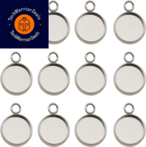 50pcs Fit 12mm Stainless Steel Round Blank Bezel Pendant Trays 12mm-50pcs  - £14.78 GBP