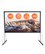150&quot; 16:9 Hd Portable Projector Screen Detachable With Stand Backyard Ho... - £194.79 GBP