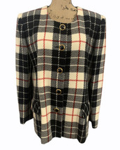 Vintage Renlyn Plaid Pure Wool Size 16 Blazer - £66.17 GBP