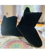 Suede Sheepskin Bearpaw Womens Boot Black Rosie Size 10 - €34,82 EUR