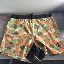 Tachuntfish Shorts Men&#39;s Xl Green Brown Camo Elastic Waist Stretch Athletic - $25.39