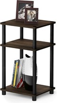 Walnut Black Wooden 3 Tier Accent Table End Side Storage Shelves Dorm College - £57.24 GBP