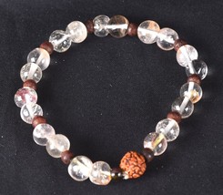 satyaloka + agnitite crystal+rudraksha+red sandal wood beads bracelet  #... - £18.00 GBP
