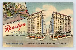 Rosslyn Hotels Downtown Los Angeles California CA Linen Postcard N12 - £2.10 GBP