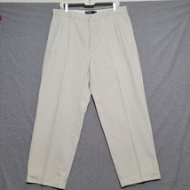 Polo Ralph Lauren Hammond Pants Mens 36x26 Beige Khaki Pleated Cotton cuff - $34.87