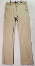 RVCA Dress Pants Boys Size 28 Tan Khaki Cotton Pockets Straight Leg Flat... - $19.27