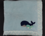 Carter&#39;s Whale Baby Blanket Satin Trim Aqua Nautical Geometric - $21.99
